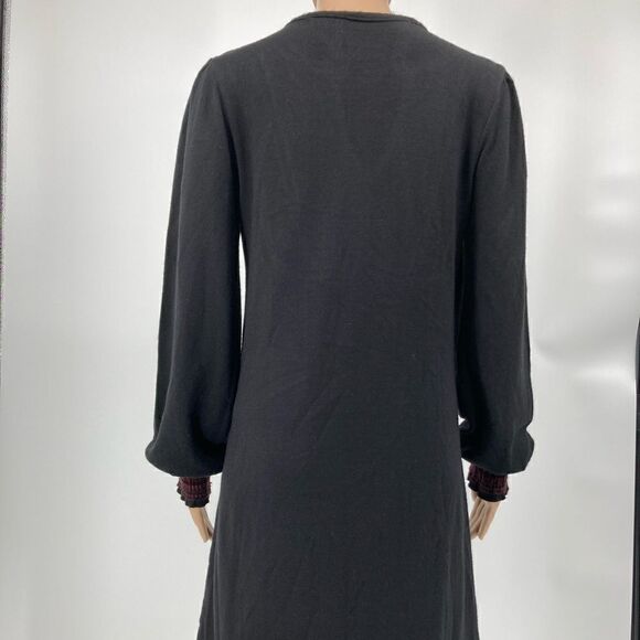 Zara Black Knit Fuchsia Embroidery Dress Size L Made in Morocco RN USA#77302 - Picture 6 of 10